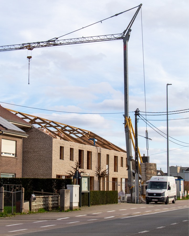 Realisatie van Qualibuild, gevel van een woning in aanbouw